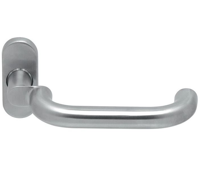 Enkele deurkruk verkropt op ovaal rozet Chase RVS mat