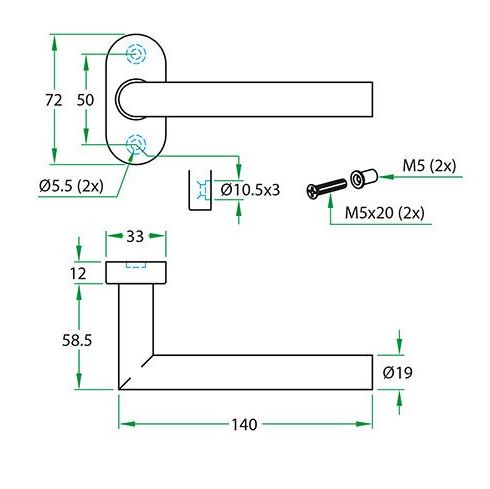 Deurkruk op ovaal rozet Tessa RVS mat