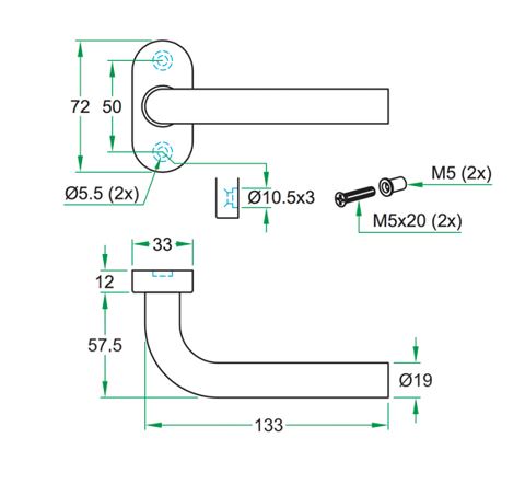 Deurkruk op ovaal rozet Boda RVS mat