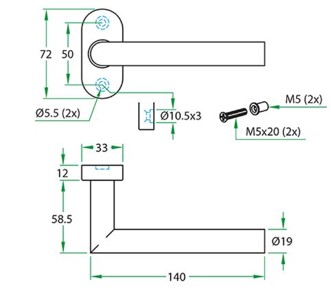Deurkruk op ovaal rozet Tessa Zwart