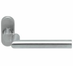 Deurkruk verkropt op ovaal rozet Tessa RVS mat