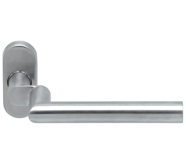 Deurkruk verkropt op ovaal rozet Tessa RVS mat