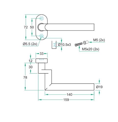 Enkele deurkruk verkropt op ovaal rozet Tessa Zwart