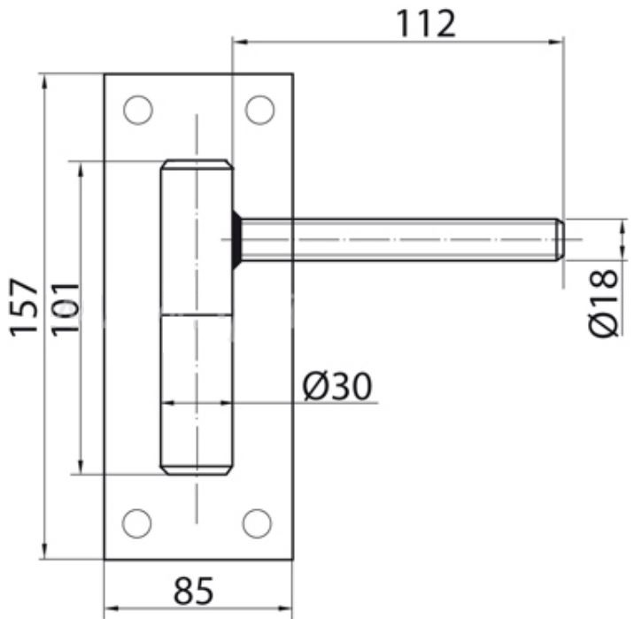Verstelbaar poortscharnier paumelle M18 verzinkt
