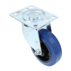 Zwenkwiel met bevestigingsplaat verzinkt met blauwe nylon wiel Ø100x32mm