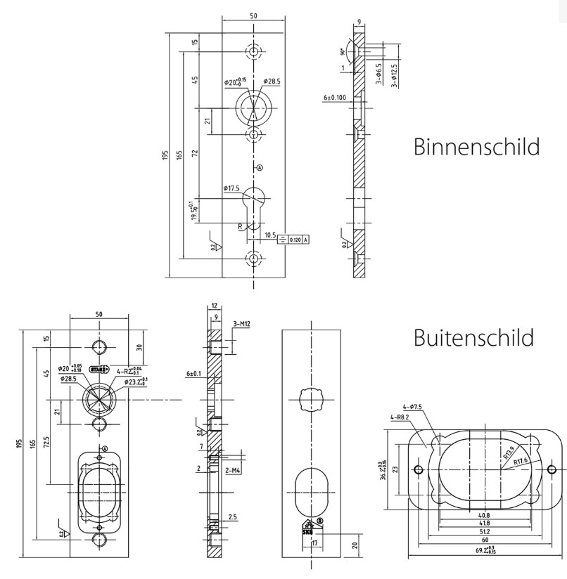 Starx veiligheidsbeslag kortschild PC72 SKG3 met kerntrekbeveiliging greep/kruk zwart - Afbeelding 2