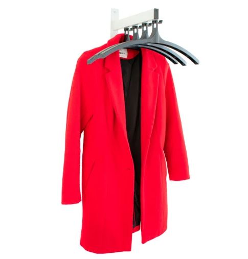 Wandgarderobe met 4 nylon haken en hangers