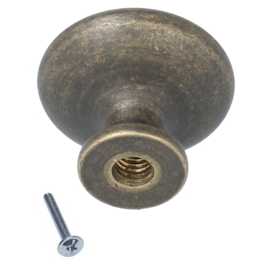 Knop zamak 20mm messing antiek