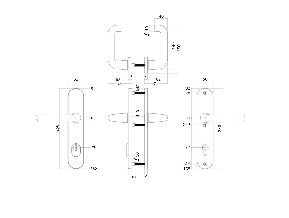 Intersteel veiligheidsbeslag PC72 met kerntrek beveiliging kruk/kruk SKG3 aluminium zwart - Afbeelding 2