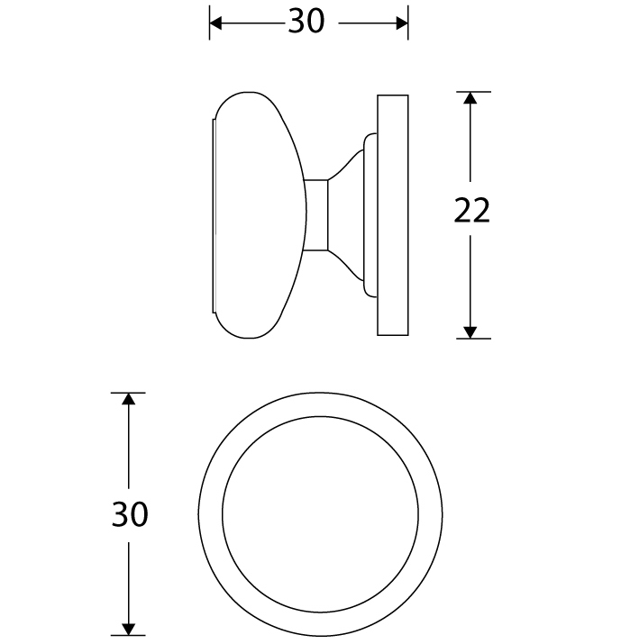 Meubelknop Galicia 30mm messing gelakt