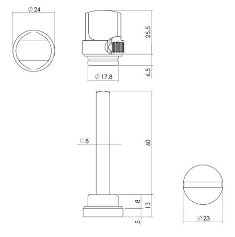 Intersteel wc-olive los 8mm messing gelakt
