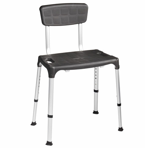 SecuCare Douchestoel Quattro met rugleuning verstelbaar zwart