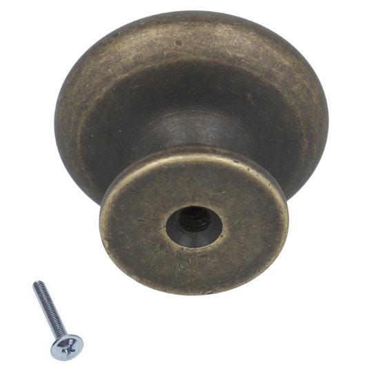 Knop zamak 30mm messing antiek