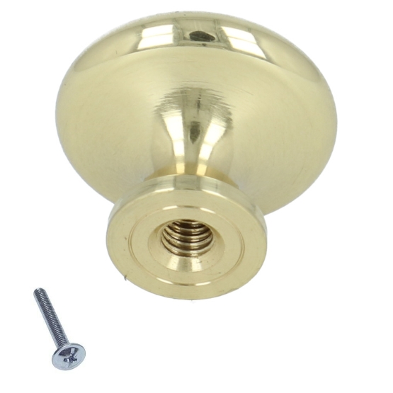 Knop zamak 20mm geel messing