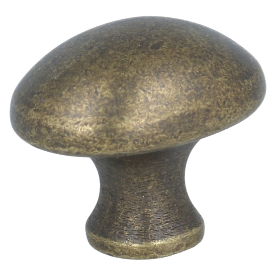 Knop ovaal 29x20 mm messing antiek