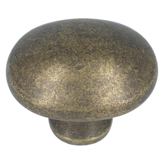 Knop ovaal 29x20 mm messing antiek