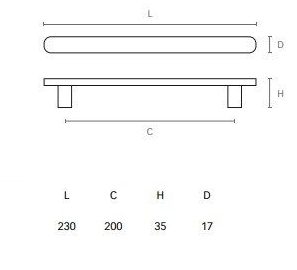 Deurgreep zamak 200 mm zwart