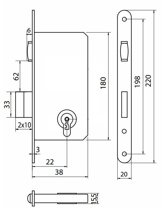 Rolslot Met Dag en Nachtslot zwarte voorplaat