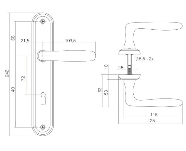 Intersteel Deurkruk Bjorn op schild SL72 nikkel mat
