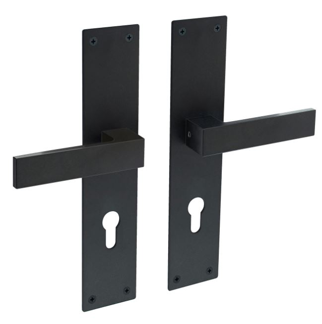 Intersteel Deurkruk Amsterdam op Renovatie Schild Rechthoekig PC110 RVS/Mat Zwart