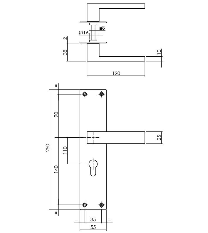 Intersteel Deurkruk Amsterdam op Renovatie Schild Rechthoekig PC110 RVSMat Zwart