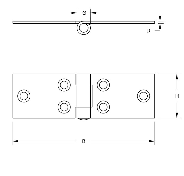 Klepscharnier blank verzinkt 28x80 mm