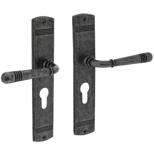 Intersteel Deurkruk Helena op schild PC72 oud grijs