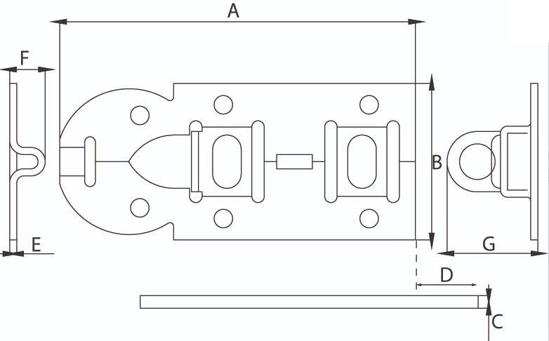 Hangslotrolschuif vlak 140 mm verzinkt