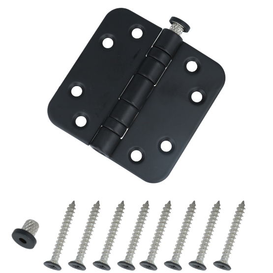 Kogellagerscharnier 7676 mm ronde hoek mat zwart