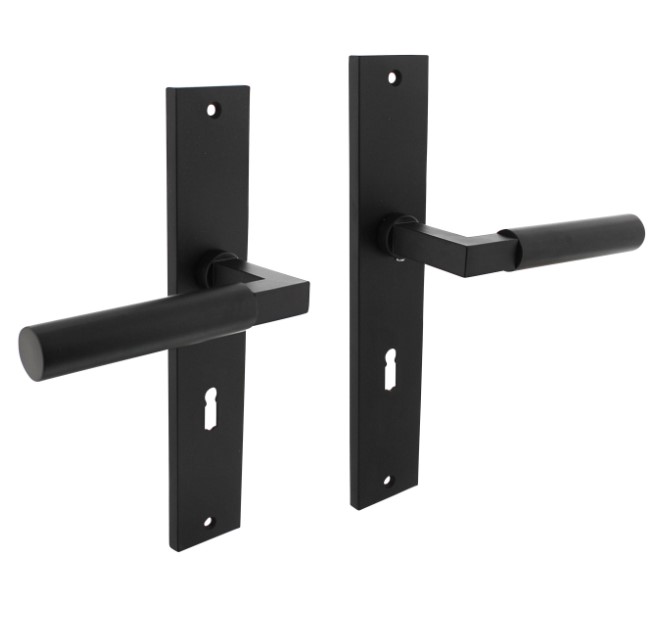Intersteel deurkruk Bau-Stil op langschild SL72 mat zwart