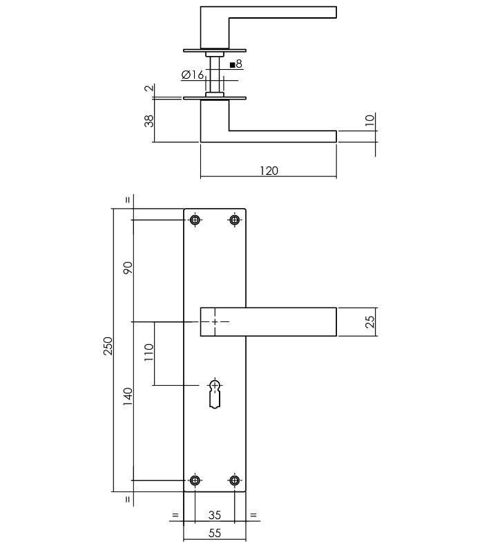 Intersteel Deurkruk Amsterdam Met Renovatieschild SL110 RVS