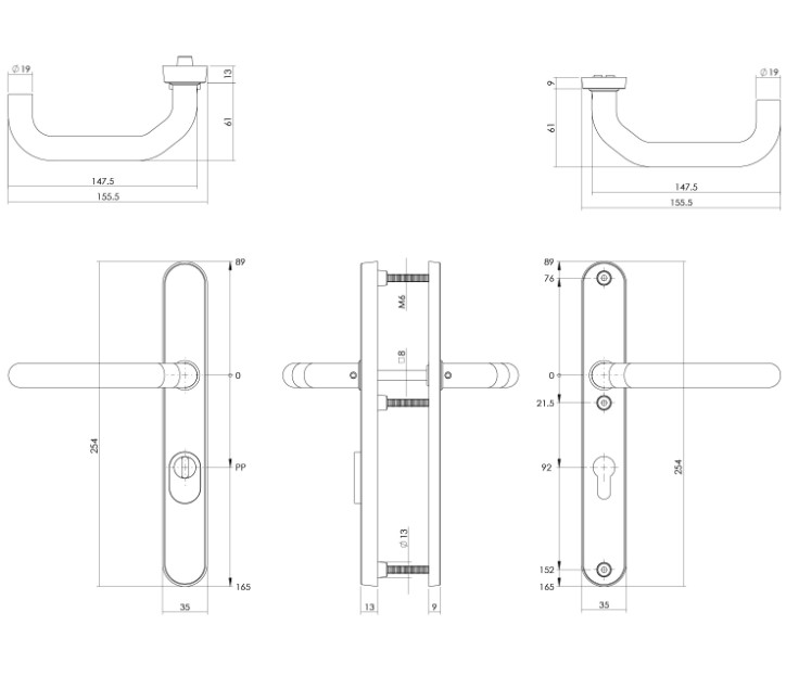 Intersteel Veiligheidsbeslag PC92 ovaal smal met kerntrek beveiliging krukkruk SKG3 rvs