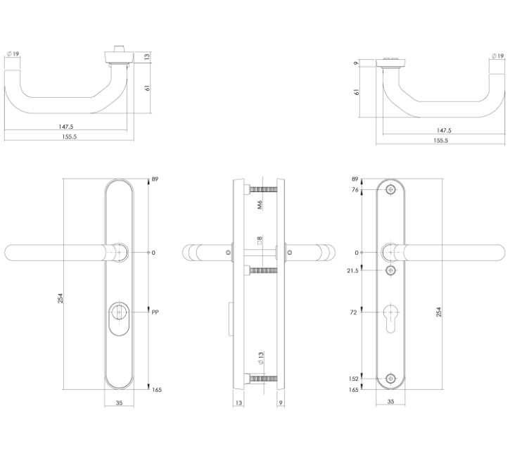 Intersteel Veiligheidsbeslag PC72 ovaal smal met kerntrek beveiliging krukkruk SKG3 rvs