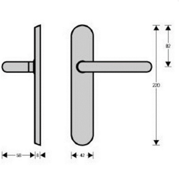 Intersteel enkele Deurkruk rond Ø19mm links verdekt blind rvs