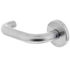 Intersteel enkele deurkruk links rond op rozet RVS