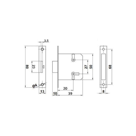 Meubelslot 20 mm inclusief sleutel mat messing