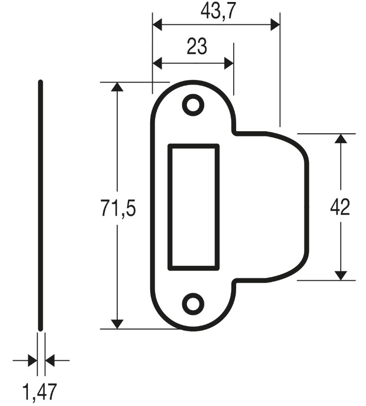 Starx sluitplaat voor loopsloten 70 x 44 mm zwart