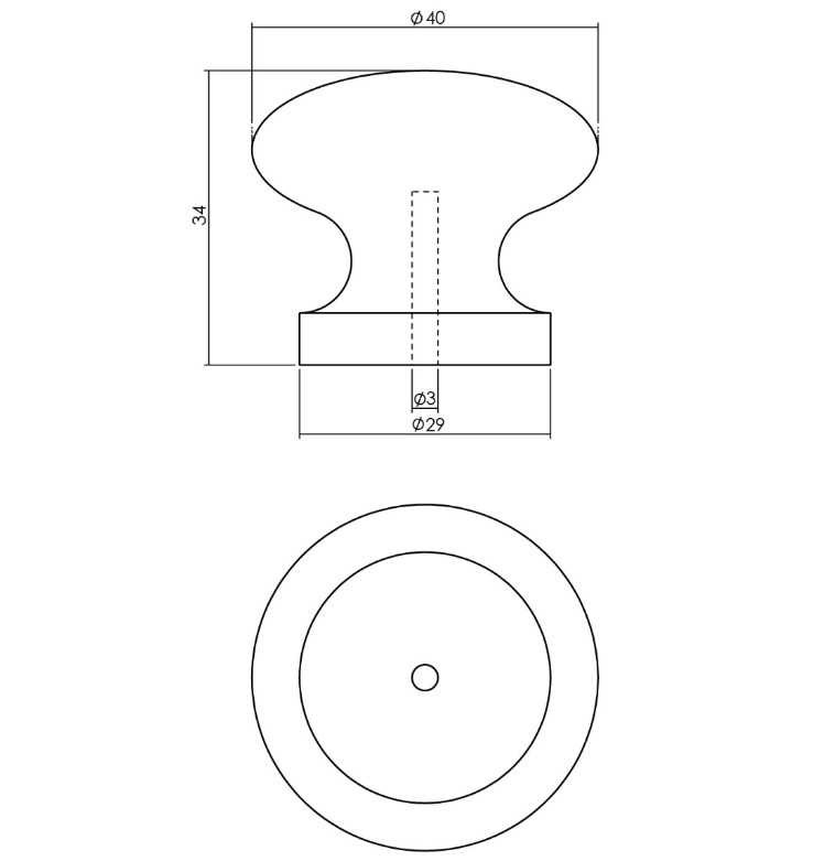 Intersteel Knop 40 mm grenenhout