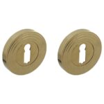 Intersteel Sleutelrozetten verdekt met rillen ø54x9mm en nokken PVD messingkleur