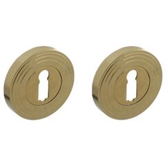 Intersteel Sleutelrozetten verdekt met rillen ø54x9mm en nokken PVD messingkleur