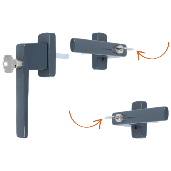 Draaikiepgarnituur afsluitbaar Recht Aluminium grijs