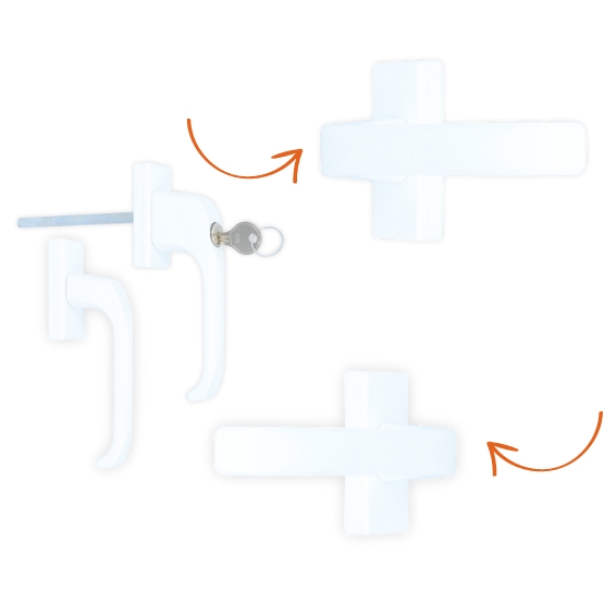 Schuifdeurbeslag afsluitbaar zamak wit