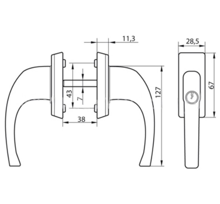 Schuifdeurbeslag afsluitbaar zamak wit
