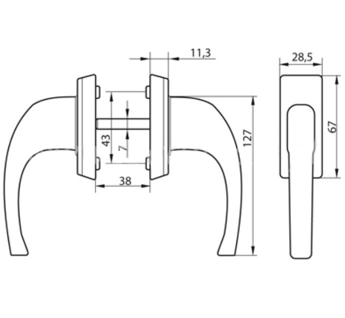 Schuifdeurbeslag niet afsluitbaar zamak wit