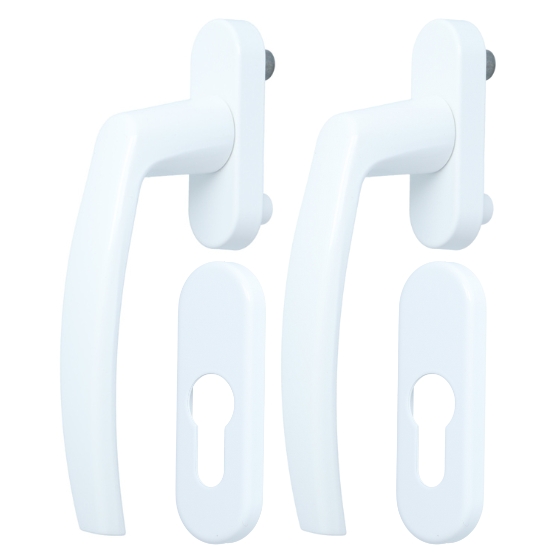 Schuifdeurbeslag Pluton inclusief cilinderplaatjes aluminium wit