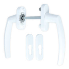 Schuifdeurbeslag Pluton inclusief cilinderplaatjes aluminium wit