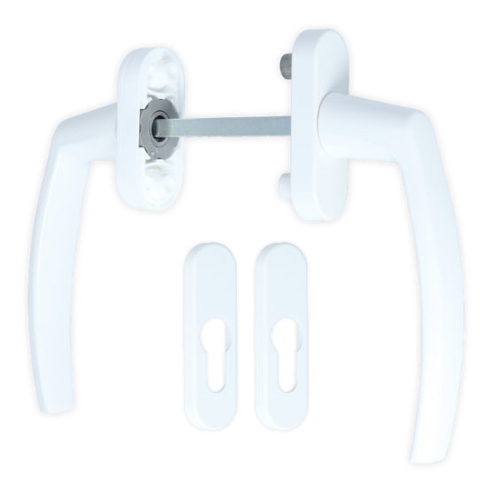 Schuifdeurbeslag Pluton inclusief cilinderplaatjes aluminium wit