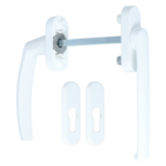 Schuifdeurbeslag vlak Pluton inclusief cilinderplaatjes aluminium wit