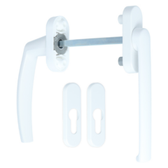 Schuifdeurbeslag vlak Pluton inclusief cilinderplaatjes aluminium wit