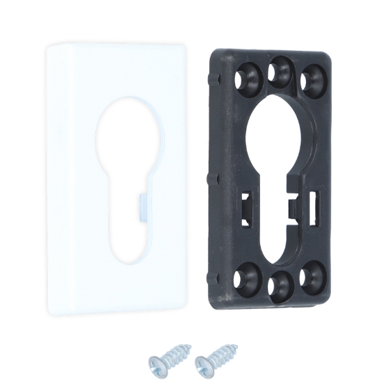 Cilinderplaatje voor raamkrukken rechthoek wit